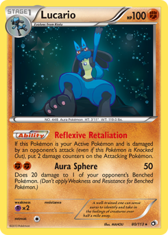 Lucario z edície Legendary Treasures, karta č.80