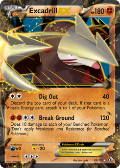 Excadrill-EX z edície Legendary Treasures, karta č.82