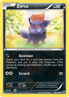 Zorua z edície Legendary Treasures, karta č.89