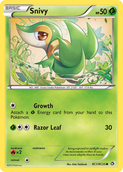 Snivy z edície Legendary Treasures, karta č.RC1