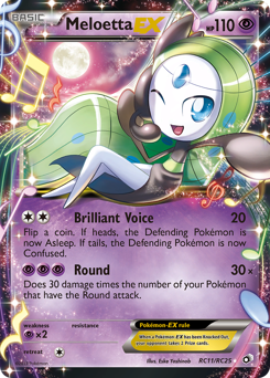 Meloetta-EX z edície Legendary Treasures, karta č.RC11