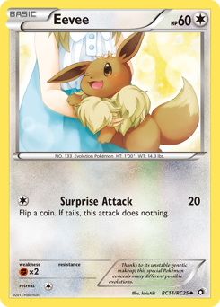 Eevee z edície Legendary Treasures, karta č.RC14