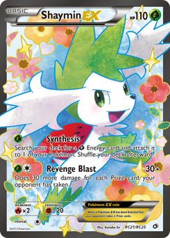 Shaymin-EX z edície Legendary Treasures, karta č.RC21