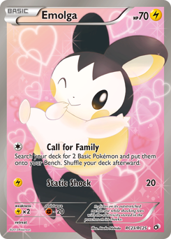 Emolga z edície Legendary Treasures, karta č.RC23