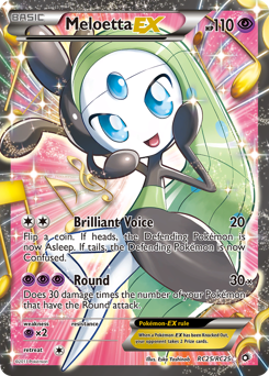 Meloetta-EX z edície Legendary Treasures, karta č.RC25