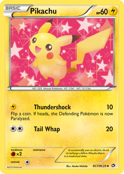 Pikachu z edície Legendary Treasures, karta č.RC7