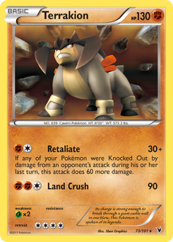Terrakion z edície Noble Victories, karta č.73
