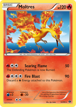 Moltres z edície Next Destinies, karta č.14