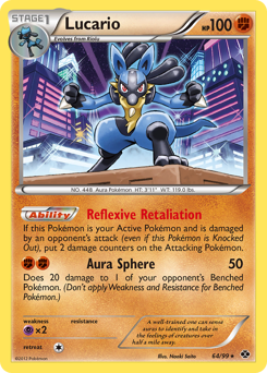 Lucario z edície Next Destinies, karta č.64