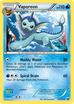 Vaporeon z edície Dark Explorers, karta č.25