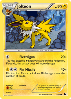 Jolteon z edície Dark Explorers, karta č.37