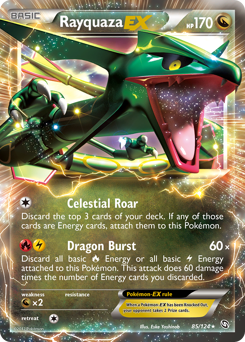 Rayquaza-EX z edície Dragons Exalted, karta č.85