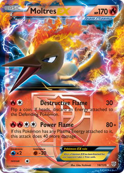 Moltres-EX z edície Plasma Storm, karta č.14