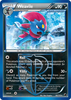 Weavile z edície Plasma Freeze, karta č.66