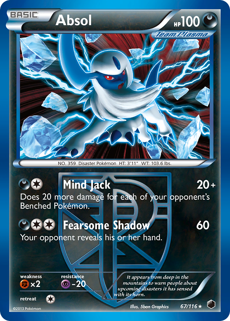 Absol z edície Plasma Freeze, karta č.67