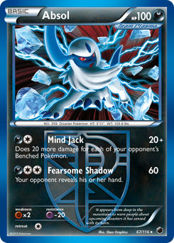 Absol z edície Plasma Freeze, karta č.67