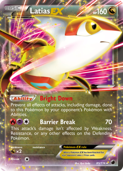 Latias-EX z edície Plasma Freeze, karta č.85