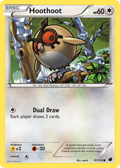 Hoothoot z edície Plasma Freeze, karta č.91