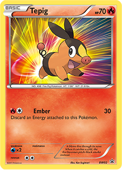 Tepig z edície BW Black Star Promos, karta č.BW02