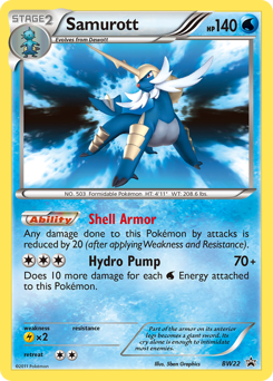 Samurott z edície BW Black Star Promos, karta č.BW22