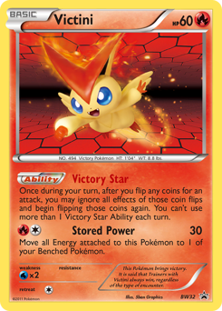 Victini z edície BW Black Star Promos, karta č.BW32