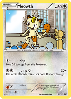 Meowth z edície BW Black Star Promos, karta č.BW35