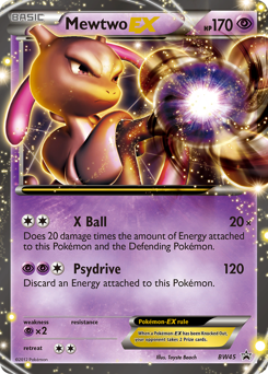 Mewtwo-EX z edície BW Black Star Promos, karta č.BW45
