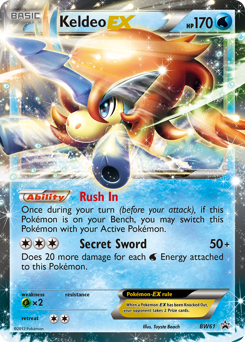 Keldeo-EX z edície BW Black Star Promos, karta č.BW61