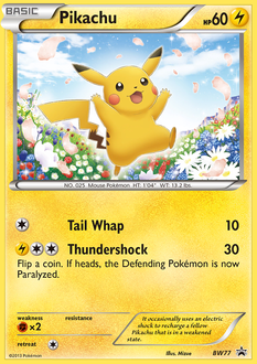 Pikachu z edície BW Black Star Promos, karta č.BW77