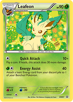 Leafeon z edície BW Black Star Promos, karta č.BW87
