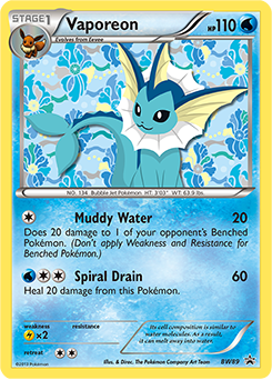 Vaporeon z edície BW Black Star Promos, karta č.BW89