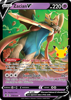 Zacian V z edície Celebrations, karta č.16