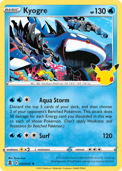 Kyogre z edície Celebrations, karta č.3