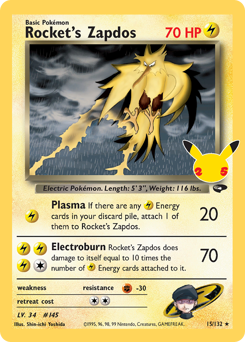 Rocket's Zapdos z edície Celebrations: Classic Collection, karta č.15