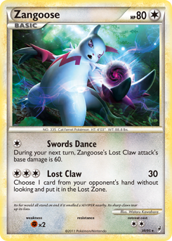 Zangoose z edície Call of Legends, karta č.39