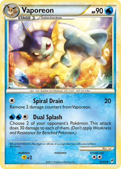 Vaporeon z edície Call of Legends, karta č.52