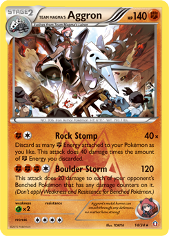 Team Magma's Aggron z edície Double Crisis, karta č.14