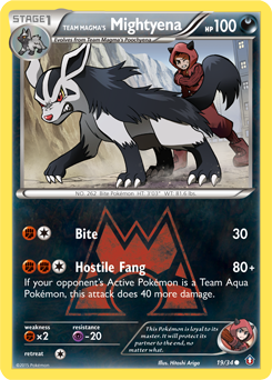 Team Magma's Mightyena z edície Double Crisis, karta č.19