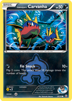 Team Aqua's Carvanha z edície Double Crisis, karta č.20