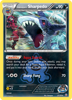 Team Aqua's Sharpedo z edície Double Crisis, karta č.21