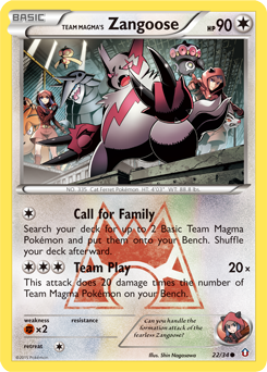 Team Magma's Zangoose z edície Double Crisis, karta č.22