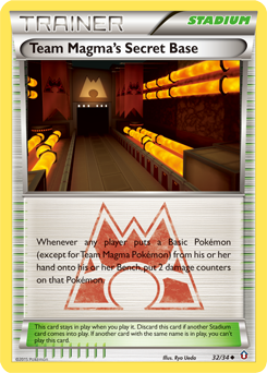 Team Magma's Secret Base z edície Double Crisis, karta č.32