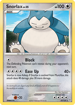 Snorlax z edície Diamond & Pearl, karta č.37