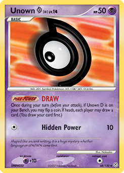 Unown [D] z edície Diamond & Pearl, karta č.68