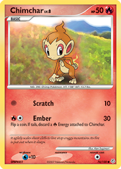 Chimchar z edície Diamond & Pearl, karta č.76