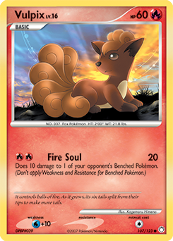 Vulpix z edície Mysterious Treasures, karta č.107