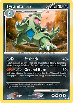 Tyranitar z edície Mysterious Treasures, karta č.17