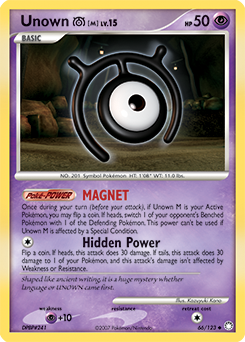 Unown [M] z edície Mysterious Treasures, karta č.66