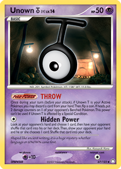 Unown [T] z edície Mysterious Treasures, karta č.67