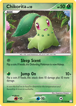 Chikorita z edície Mysterious Treasures, karta č.77